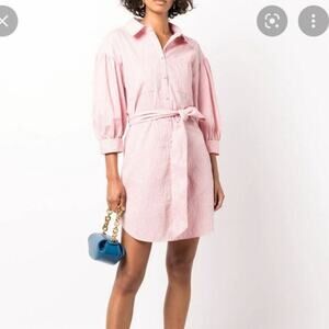 Cinq A Sept Sofia Stripe Stacey Button Down Waist Belt Dress Size 6